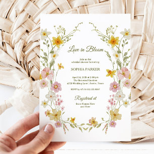 Spring Wildflowers Watercolor Bridal Shower Invitation