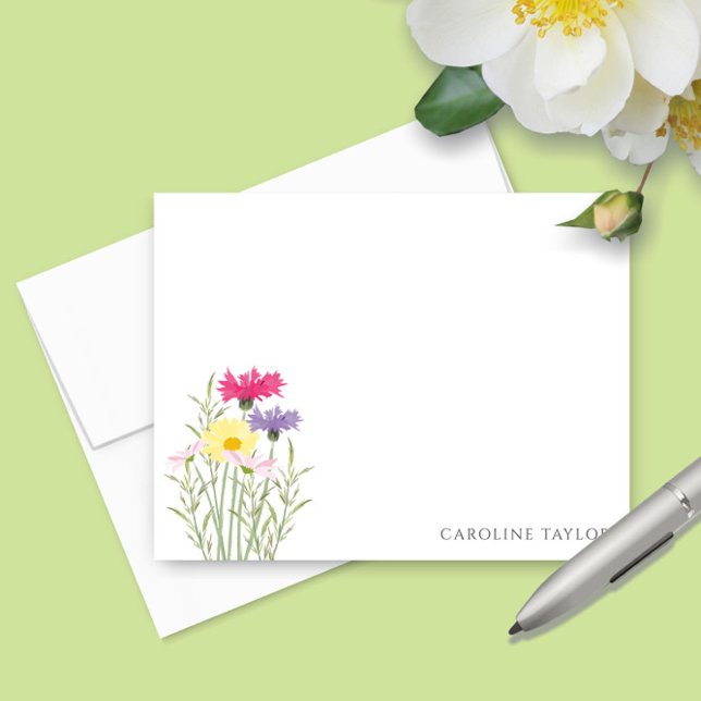 Spring Wildflowers Watercolor Floral Stationery Card (Creator Uploaded)