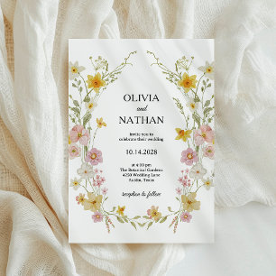 Spring Wildflowers   Watercolor Floral Wedding Invitation