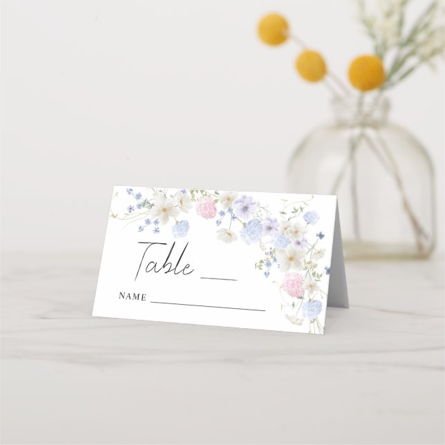 Spring Wildflowers Wedding Table Number Place Card (Front)