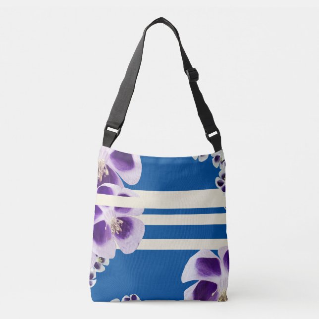 Spring will sing Floral, blue Geometrical Body Bag (Front)