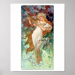Spring Woman Personified 1896 Alphonse Mucha Stick Poster