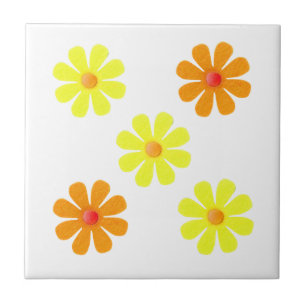 Spring yellow and orange flowers for kitchen tile