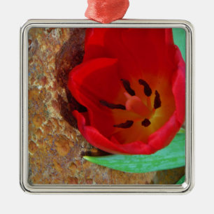 Spring yellow and Red Tulip Metal Tree Decoration