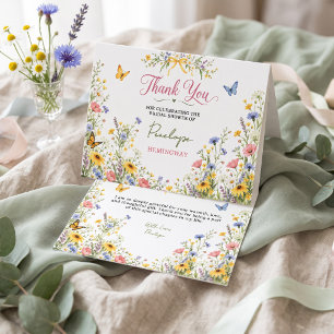 Spring Yellow Bow Wildflowers Pastel Meadow Thank You Card