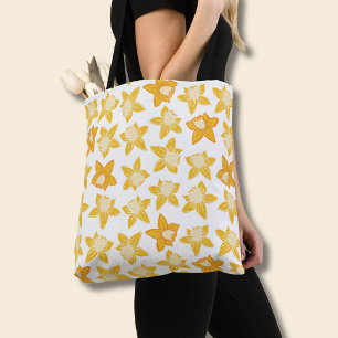 Spring Yellow Daffodil Floral Pattern Tote Bag