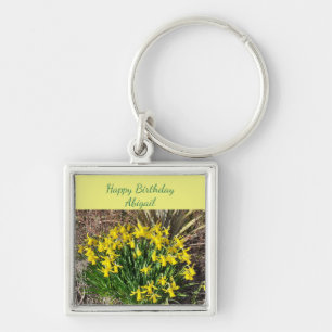 Spring Yellow Daffodils Birthday Key Ring