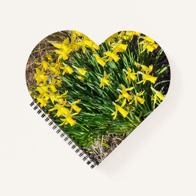 Spring Yellow Daffodils Heart Notebook (Front)
