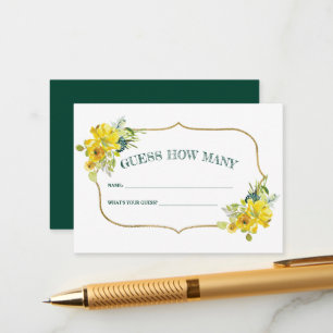 Spring Yellow Floral Bridal Shower Guess How Many Enclosure Card