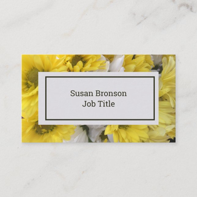 Spring Yellow Floral Business Card (Front)
