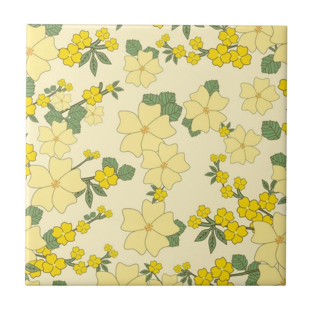 Spring Yellow Flower Pattern Tile (Front)