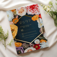 Spring yellow pink navy blue gold floral RSVP