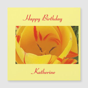 Spring Yellow Tulip Magnetic Birthday Card