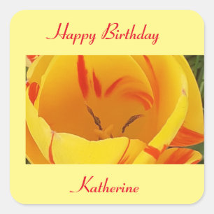 Spring Yellow Tulip  Square Sticker