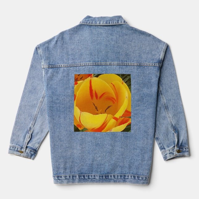 Spring Yellow Tulips  Denim Jacket (Back)