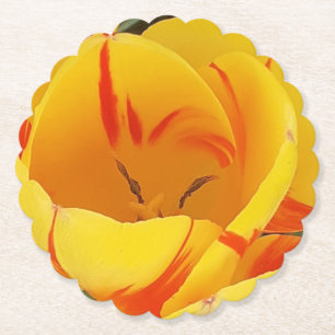 Spring Yellow Tulips Paper Coaster