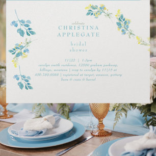 Spring Yellow Turquoise Wildflower Bridal Shower  Invitation