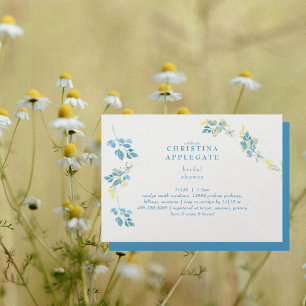 Spring Yellow Turquoise Wildflowers Bridal Shower  Invitation