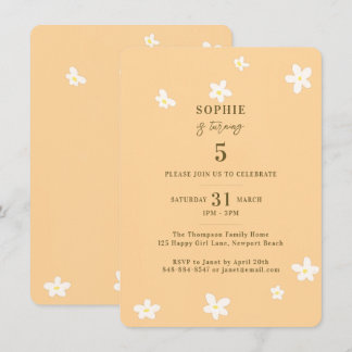 Spring Yellow White Daisies Girl Birthday Party Invitation