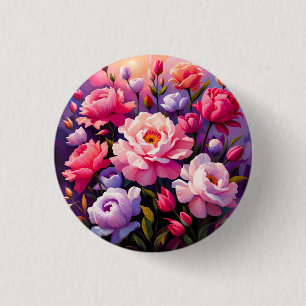 Spring Zen Sunrise Pink Blossom Garden  3 Cm Round Badge