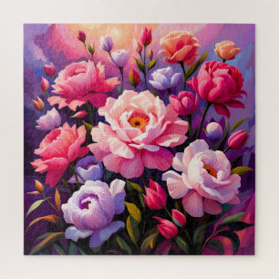 Spring Zen Sunrise Pink Blossom Garden  Jigsaw Puzzle