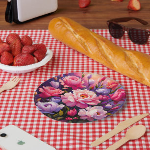 Spring Zen Sunrise Pink Blossom Garden  Paper Plate