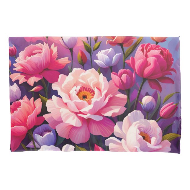 Spring Zen Sunrise Pink Blossom Garden  Pillowcase (Front)