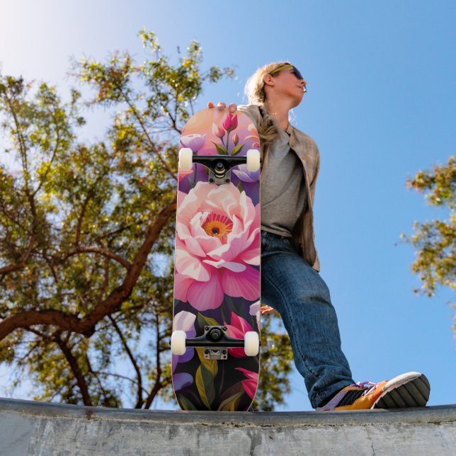 Spring Zen Sunrise Pink Blossom Garden  Skateboard (Outdoor 1)