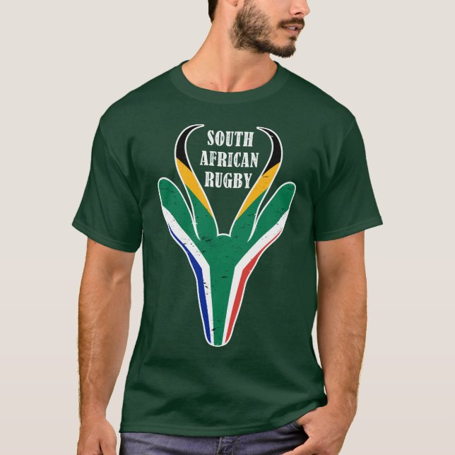 Springbok Face South Africa Flag T-Shirt (Front)
