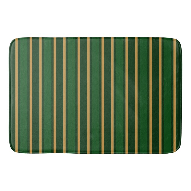 Springbok green and gold candy stripes bath mat (Front)