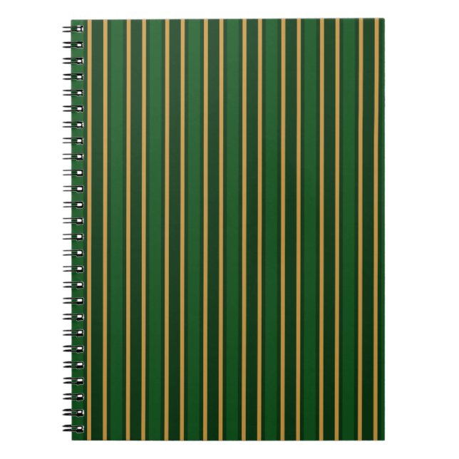 Springbok green and gold candy stripes notebook (Front)