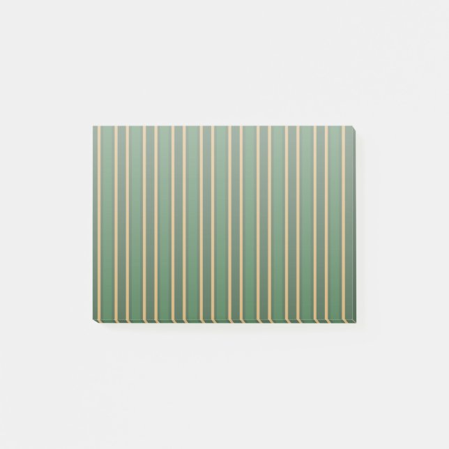 Springbok green and gold candy stripes post-it notes (Front)
