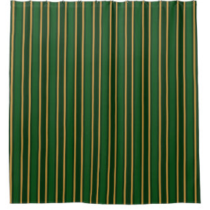 Springbok green and gold candy stripes shower curtain