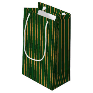 Springbok green and gold candy stripes small gift bag