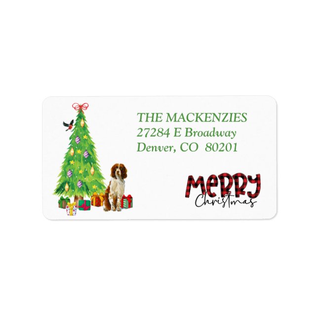 Springer Spaniel and Christmas Tree Return Address Label (Front)