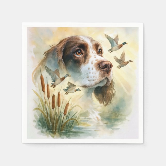 Springer Spaniel and Mallard Duck Double Exposure Napkin (Front)