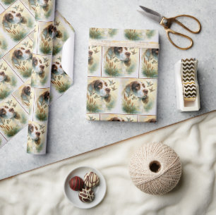 Springer Spaniel and Mallard Duck Double Exposure Wrapping Paper