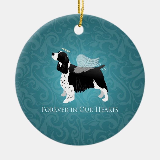 Springer Spaniel Angel Dog Pet Memorial Design Ceramic Tree Decoration (Front)