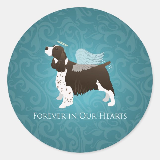 Springer Spaniel Angel - Pet Memorial Classic Round Sticker (Front)