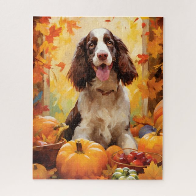 Springer Spaniel Autumn Thanksgiving  Jigsaw Puzzle (Vertical)
