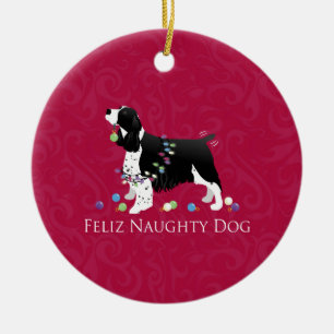 Springer Spaniel Christmas Design Ceramic Tree Decoration