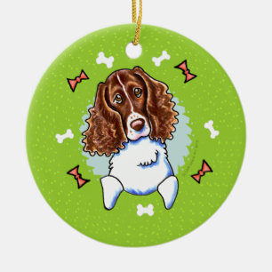 Springer Spaniel Christmas Wreath Ceramic Tree Decoration