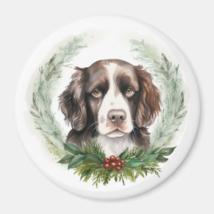 Springer spaniel Christmas Wreath Festive Pup Magnet