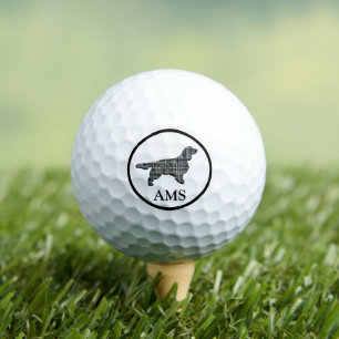 Springer Spaniel Cute Pet Dog Silhouette Y&B Grid Golf Balls