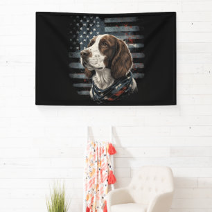 Springer Spaniel Dog American Flag Banner