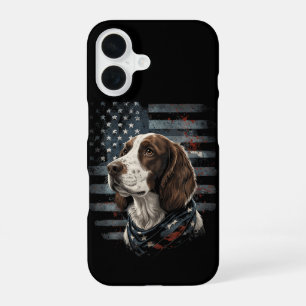 Springer Spaniel Dog American Flag iPhone 16 Case