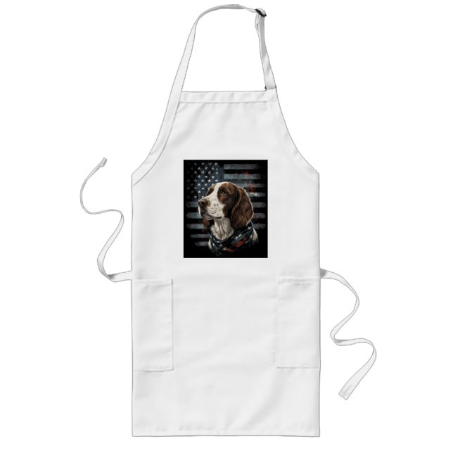 Springer Spaniel Dog American Flag Long Apron (Front)