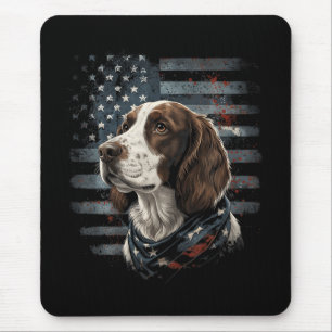 Springer Spaniel Dog American Flag Mouse Pad