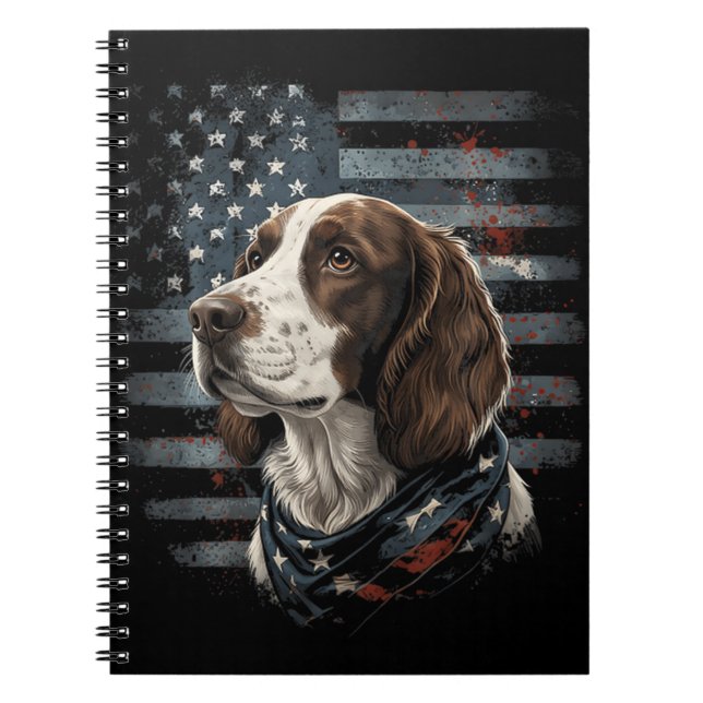 Springer Spaniel Dog American Flag Notebook (Front)