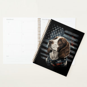 Springer Spaniel Dog American Flag Planner